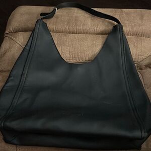 CALVIN KLEIN FRAGRANCES Large Faux Leather Tote. Black.